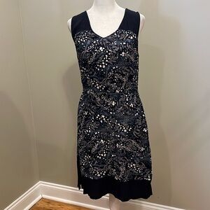 Ann Taylor Loft Floral Navy Sleeveless Dress Size Medium